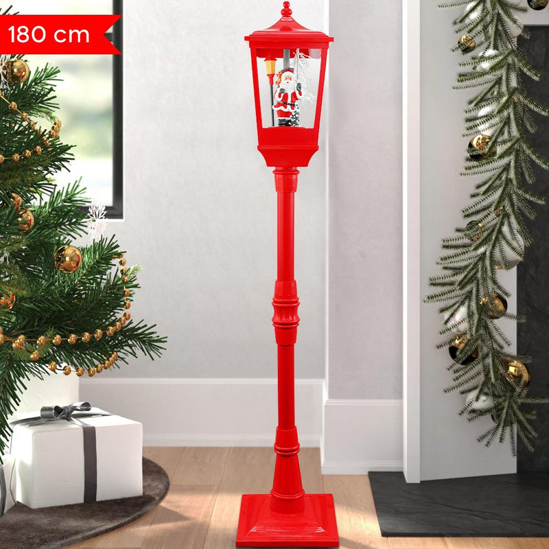 Lampione Rosso di Natale H180 cm Decorazione con Musica e Mini Lucciole-4