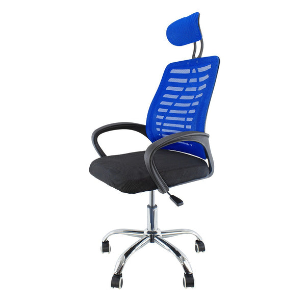Chaise de bureau de direction bleue avec appui-tête et accoudoirs prezzo
