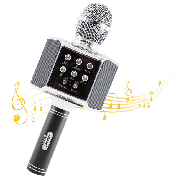 Microphone de karaoké sans fil avec lumières LED pour enregistrer, chanter et jouer de la musique Noir online