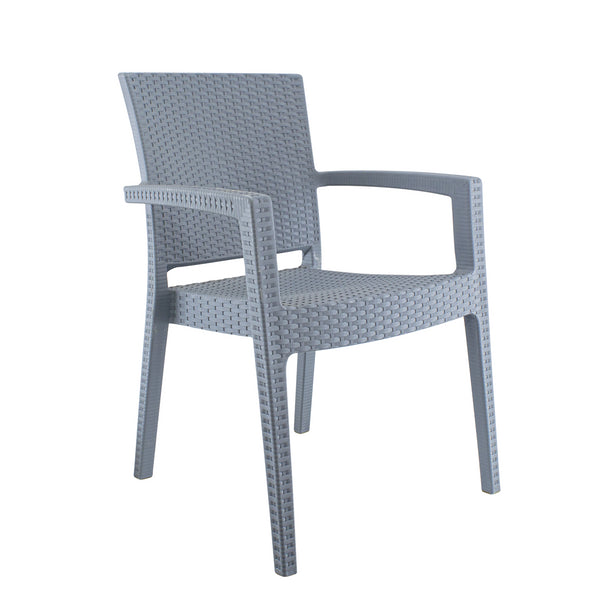 Lot de 2 chaises de jardin grises style rotin online