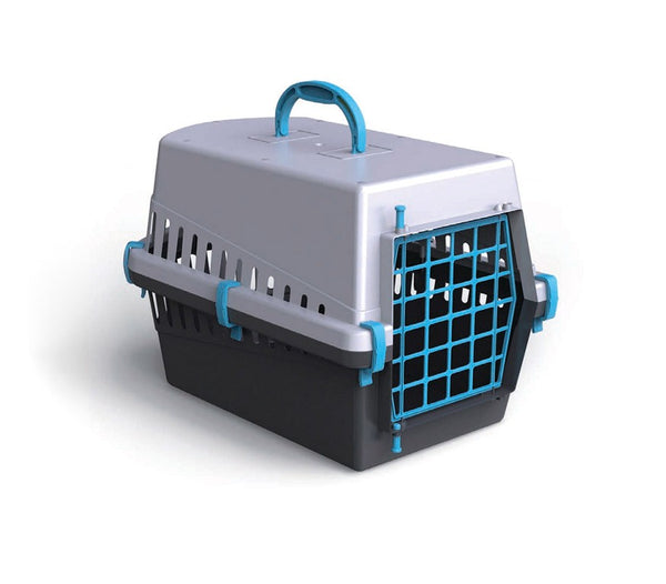 Sac de transport avec grille en plastique pour chiens et chats 50 cm Bleu acquista