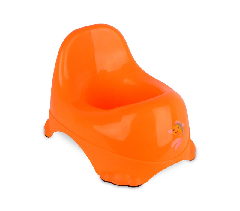 Vasino per bambini 25x22 cm in plastica colorata con gommini antiscivolo Arancione-1