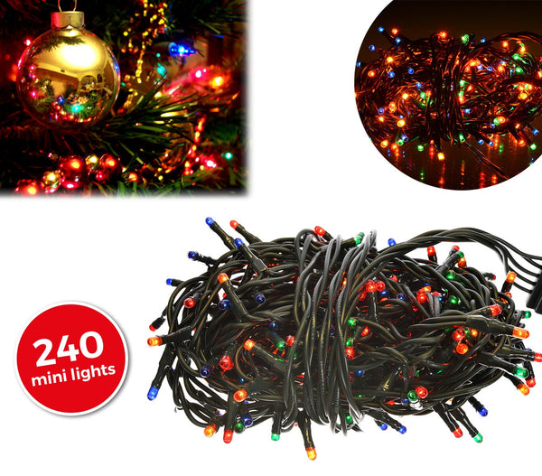 prezzo Guirlande Lumineuse de Noël 240 LED 11,56m Multicolore Intérieure Vert Câble