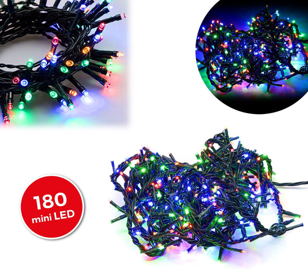 acquista Guirlande Lumineuse de Noël 180 LED 9,16m Multicolore Intérieure Vert Câble