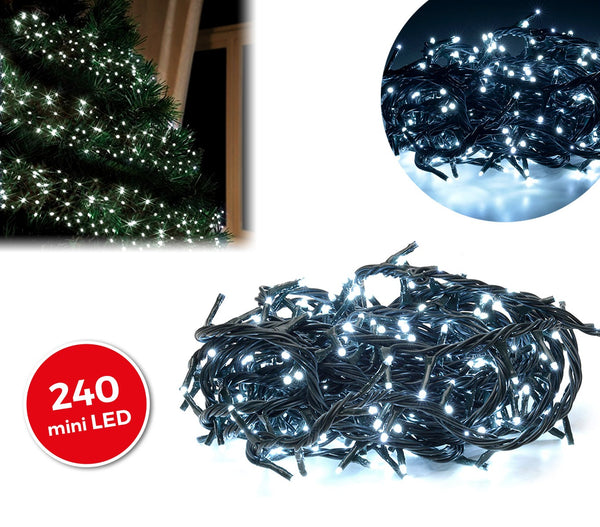 Mini lucioles de Noël 240 LED blanches 8 jeux de lumière 11,56 mètres acquista