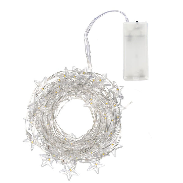 Lumières de Noël 50 MicroLed en forme d'étoile Blanc chaud Batterie Intérieur sconto