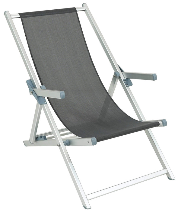 Chaise longue de jardin pliante 98x67x106 cm en aluminium et textilène Olaf Anthracite sconto