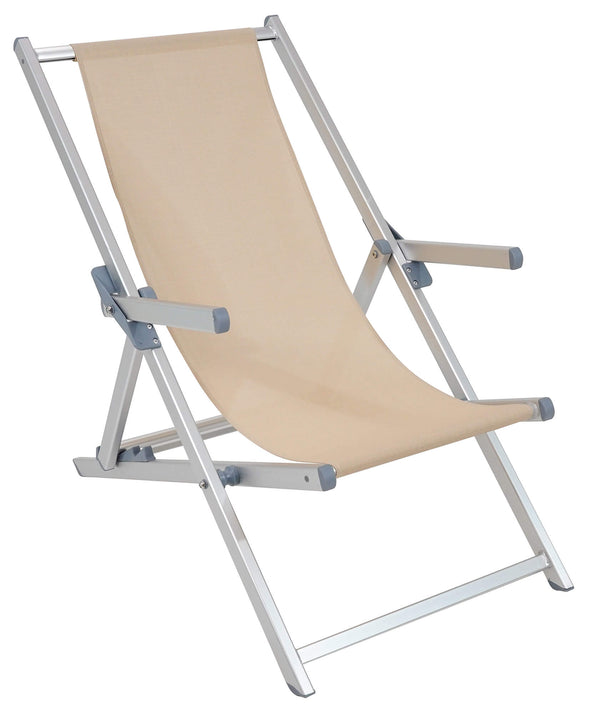 Chaise longue de jardin pliante 98x67x106 cm en aluminium et textilène Olaf Taupe sconto