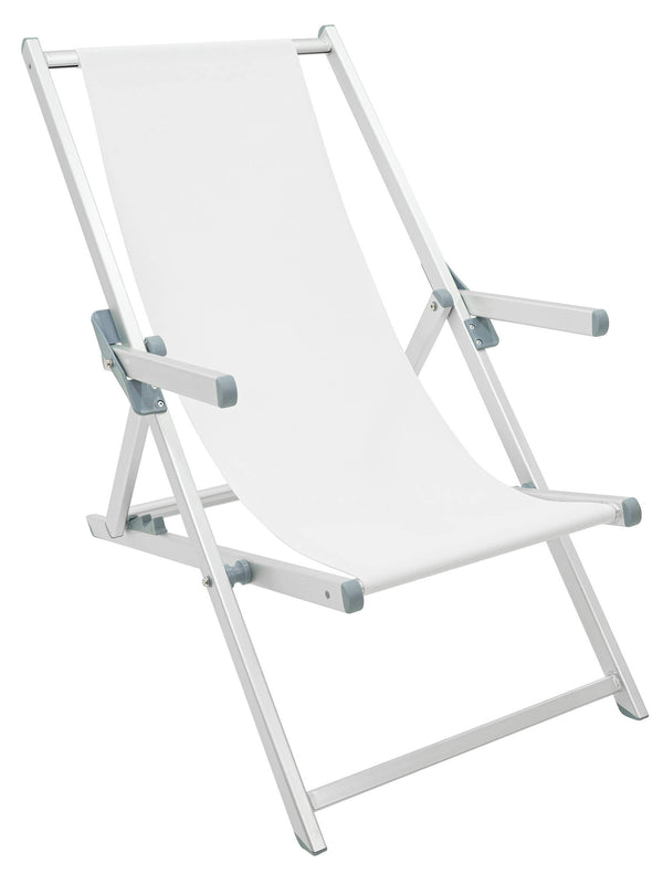 Chaise longue de jardin pliante 98x67x106 cm en aluminium et textilène Olaf Blanc sconto
