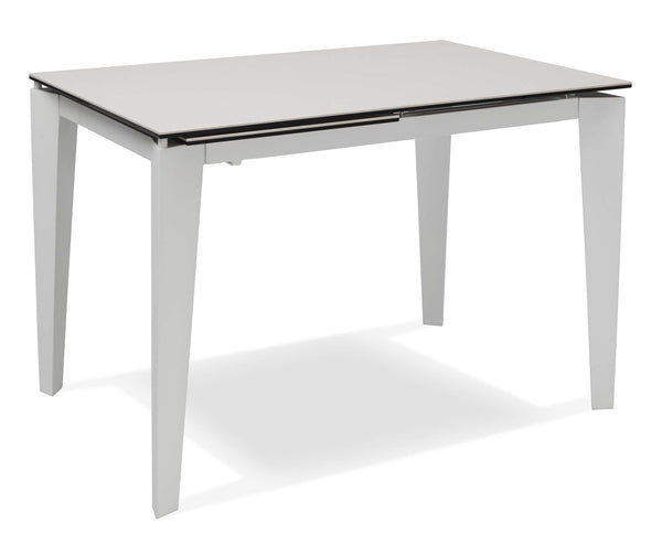 acquista Table Extensible 120/170x80x76 cm en Métal avec Plateau en Céramique sur Verre Blanc