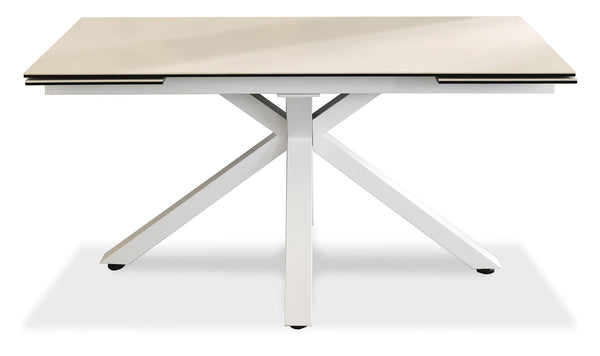 Table Extensible 160/240x90x76 cm en Métal avec Plateau en Céramique sur Verre Blanc prezzo