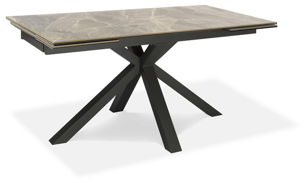 prezzo Table Extensible 160/240x90x76 cm en Métal avec Plateau en Céramique sur Verre Marbre Gris