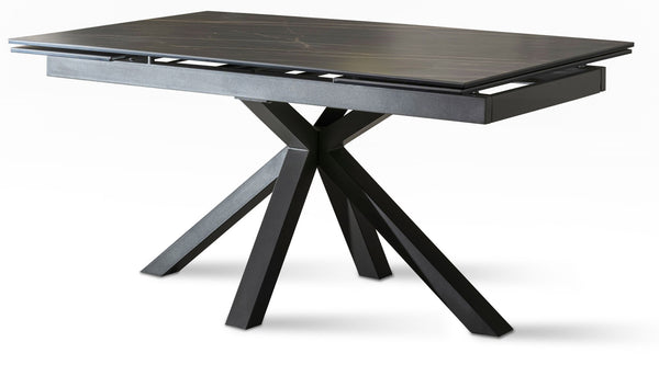 Table Extensible 160/240x90x76 cm en Métal avec Plateau en Céramique sur Verre Marbre Noir prezzo