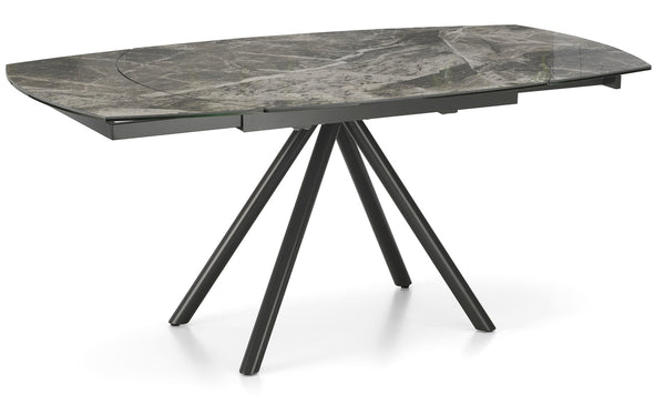 Table Extensible 120/180x90x76 cm en Métal avec Plateau en Céramique sur Verre Marbre Gris sconto