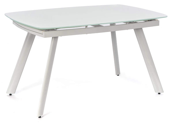 prezzo Table Extensible 140/175/210x90x76 cm en Métal avec Plateau en Verre Blanc