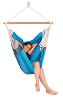 Amaca Sedia da Giardino in Cotone 105x140cm 130Kg La Siesta Orquídea Volcano Azzurro e Blu-2