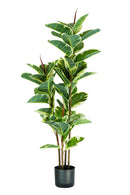 Pianta Artificiale Ficus Elastica H145 cm con Vaso Verde-1