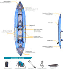 Kayak Gonfiabile Biposto 386x86 cm con Pagaie Zaino e Accessori ZRAY Tortuga Blu-10