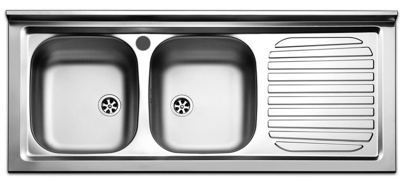 Lavello Cucina 2 Vasche 120x50 cm in Acciaio Inox Apell Pisa Gocciolatoio Destro-1