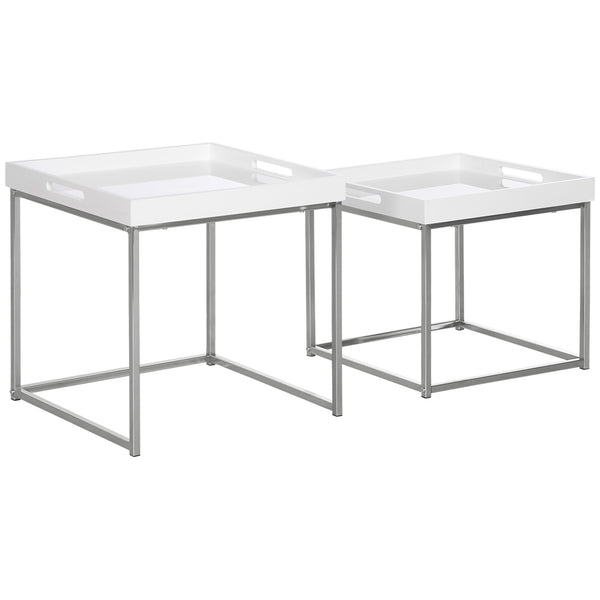 acquista Ensemble de 2 tables basses empilables avec finition brillante et cadre en acier blanc