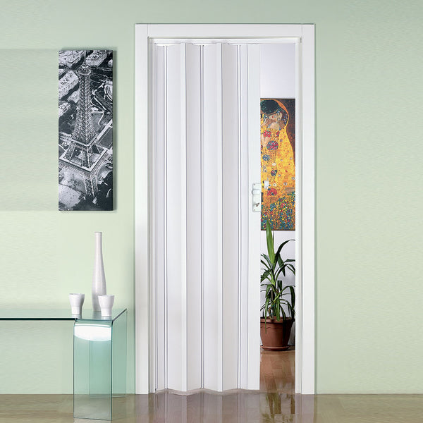 online Porte Intérieure Pliante 88,5x214 cm en PVC Saba Jasmin Blanc Pastel