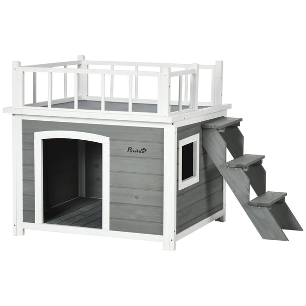 Niche Eternal pour chiens 121x77x78 cm avec terrasse, échelle et fenêtre gris clair online