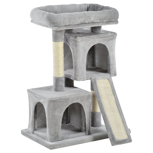 Arbre à chat avec lit et 2 maisons 59x39x83 cm Poteaux en sisal gris online