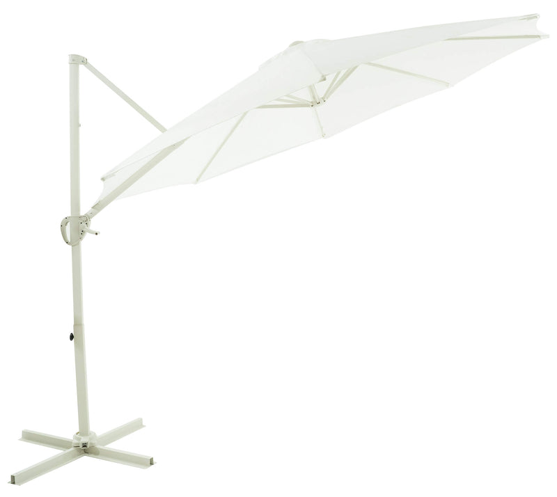 Ombrellone Decentrato da Giardino in Alluminio Ø3m Bianco-3