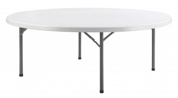 sconto Table de restauration ronde pliante Ø150x74 cm Blanc