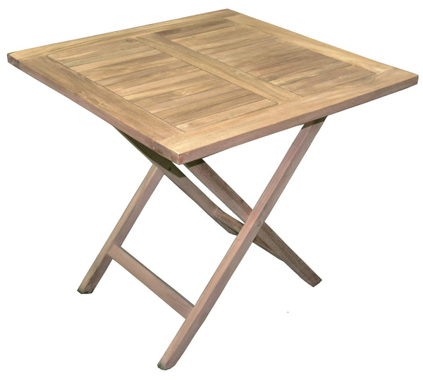 acquista Table de jardin pliante carrée 80x80 cm en bois de teck Vorghini Vulcano