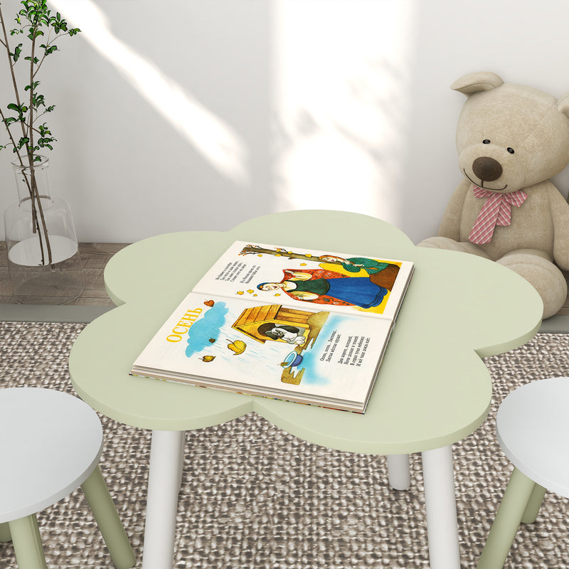 Set Tavolino e 2 Sedie per Bambini con Design a Fiori  in MDF e Legno di Pino Giallo e Bianco-8