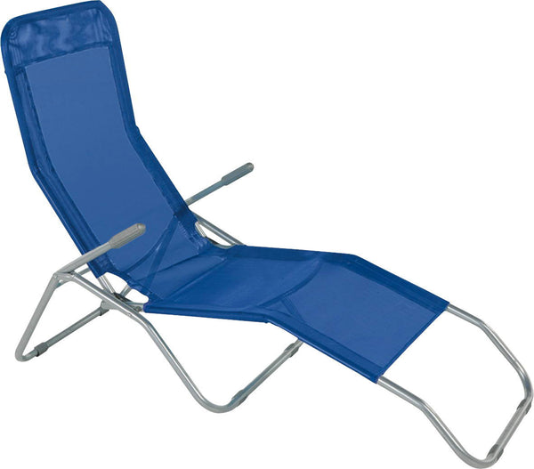 Chaise longue pliante en acier Ranieri Formentera Blue Textilène sconto