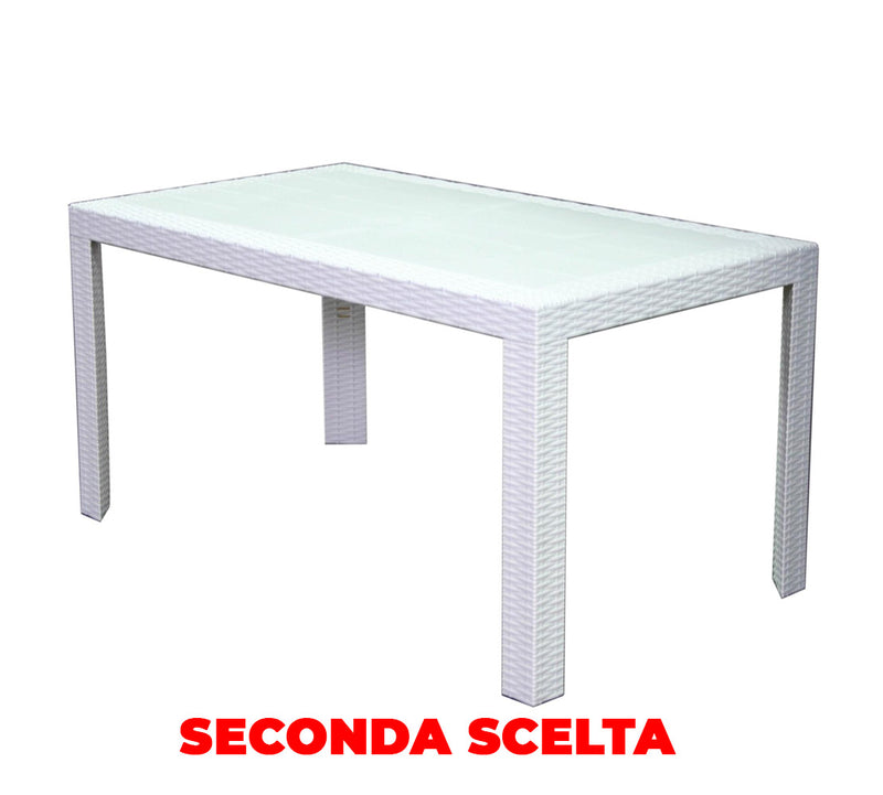 Tavolo da Giardino 140x80x72 cm in Polipropilene Bianco Seconda Scelta-1