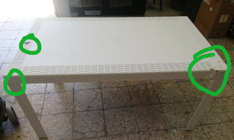 Tavolo da Giardino 140x80x72 cm in Polipropilene Bianco Seconda Scelta-2