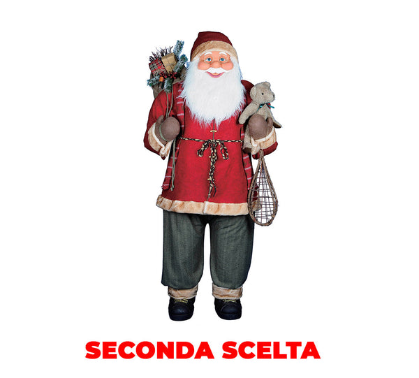 Marionnette Père Noël H180 cm avec cadeaux, ours et raquettes rouges et grises, deuxième choix online