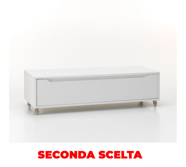 online Commode à roulettes 1 tiroir 120x45x32 cm en bois TFT Belsk, blanc mat, deuxième choix