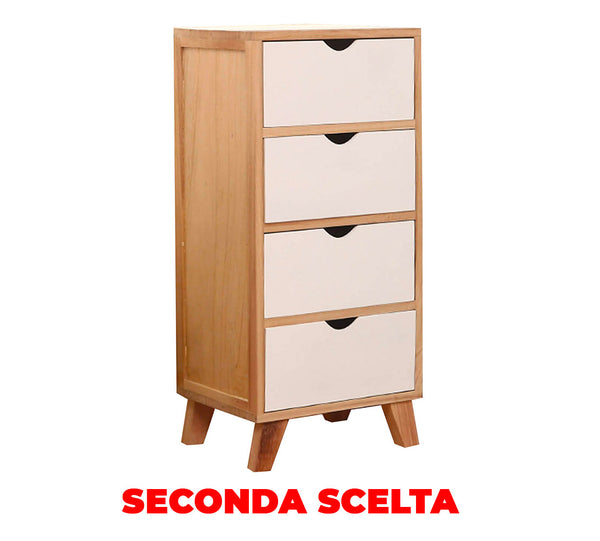 acquista Commode 4 tiroirs en bois 36x29,5x78 cm Nordica Blanc Second Choix