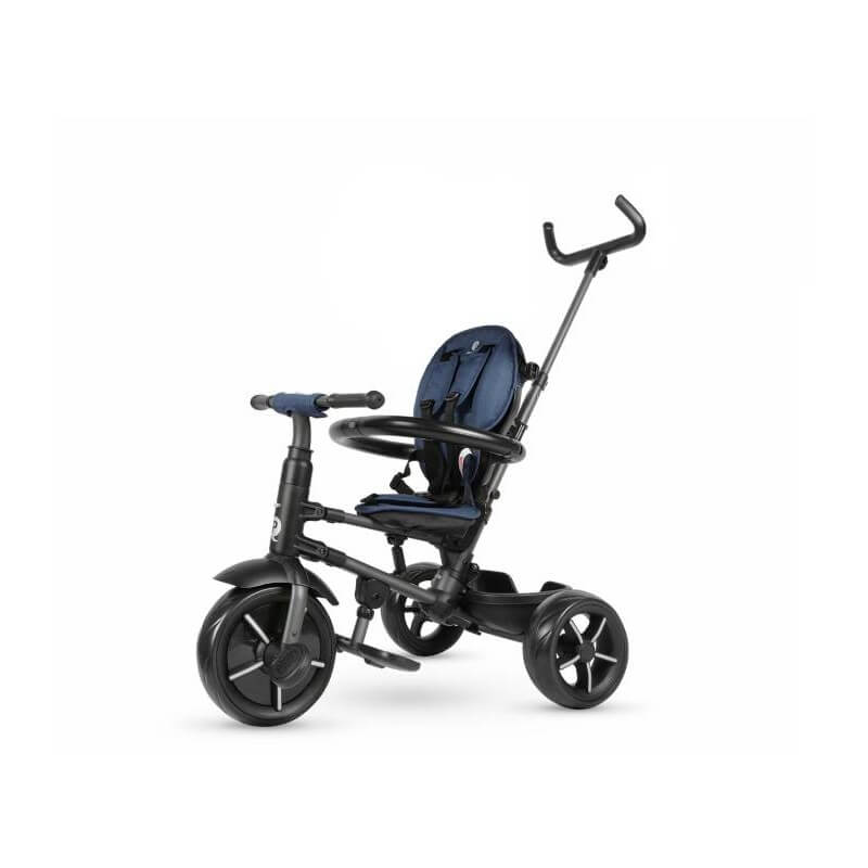 Triciclo a Spinta Pieghevole per Bambini con Maniglione Direzionabile Qplay Rito Star Blu-2