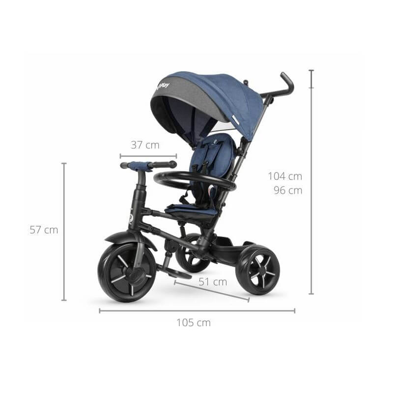 Triciclo a Spinta Pieghevole per Bambini con Maniglione Direzionabile Qplay Rito Star Blu-4