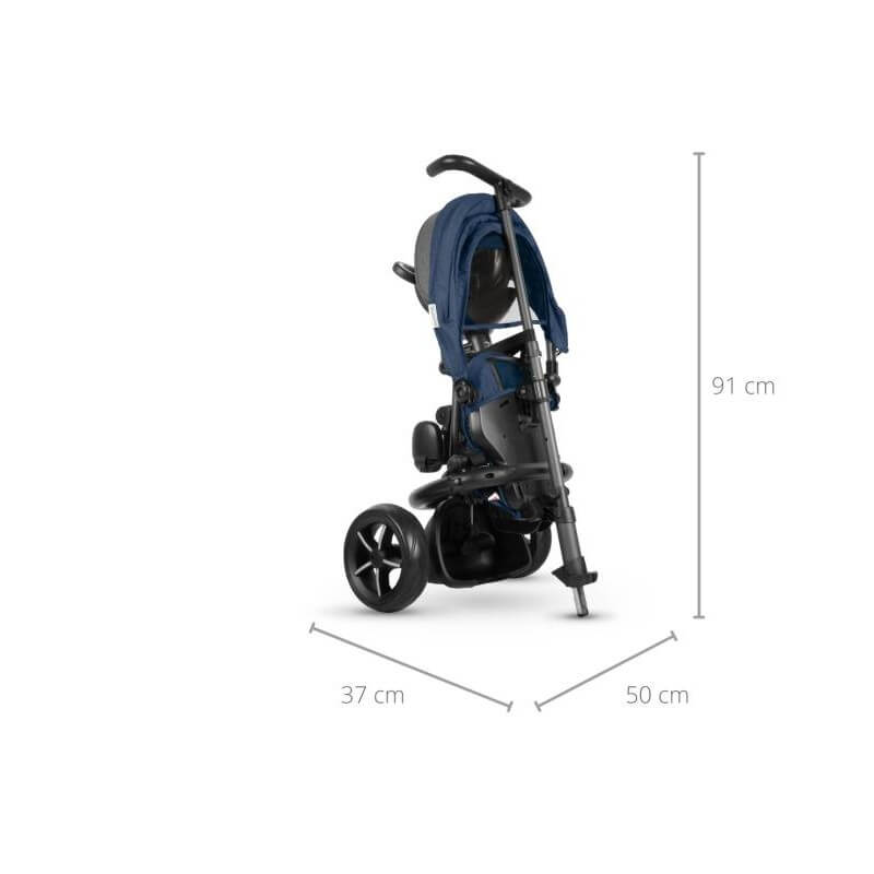 Triciclo a Spinta Pieghevole per Bambini con Maniglione Direzionabile Qplay Rito Star Blu-5