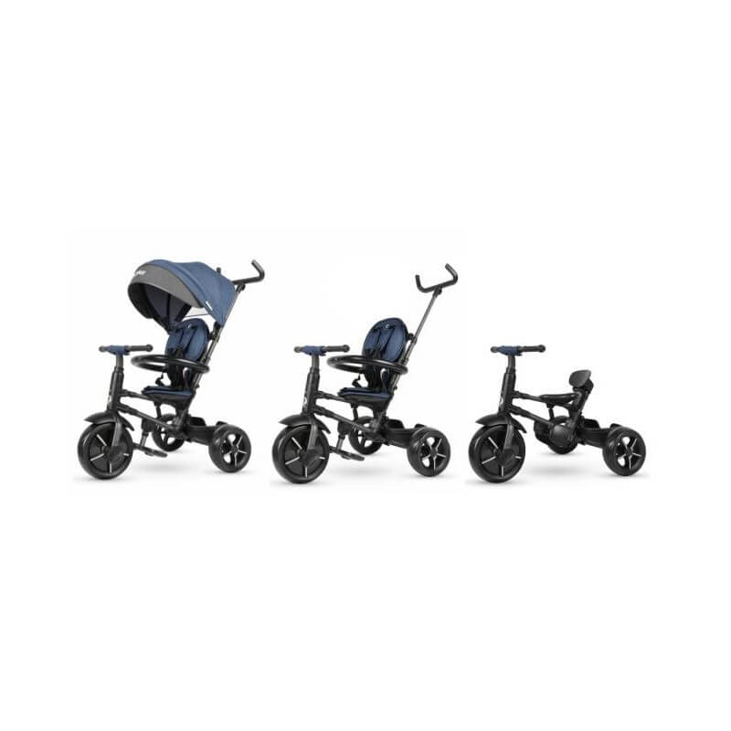 Triciclo a Spinta Pieghevole per Bambini con Maniglione Direzionabile Qplay Rito Star Blu-6