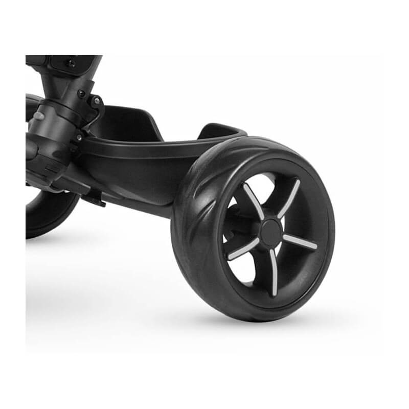 Triciclo a Spinta Pieghevole per Bambini con Maniglione Direzionabile Qplay Rito Star Nero-10