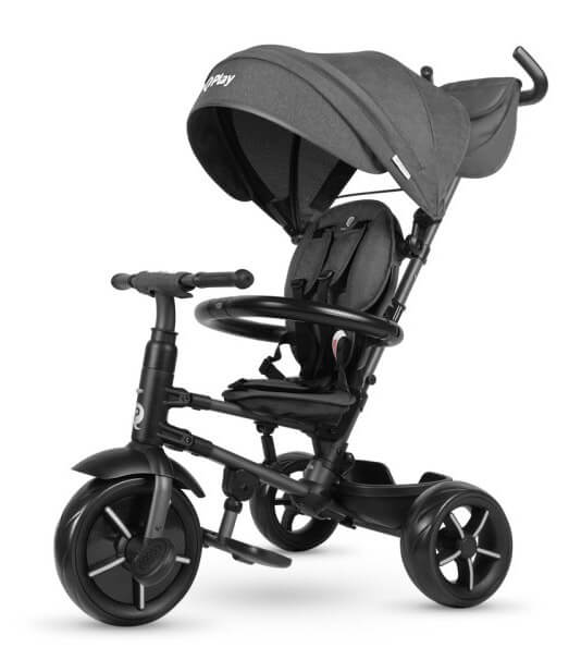 Triciclo a Spinta Pieghevole per Bambini con Maniglione Direzionabile Qplay Rito Star Nero-1