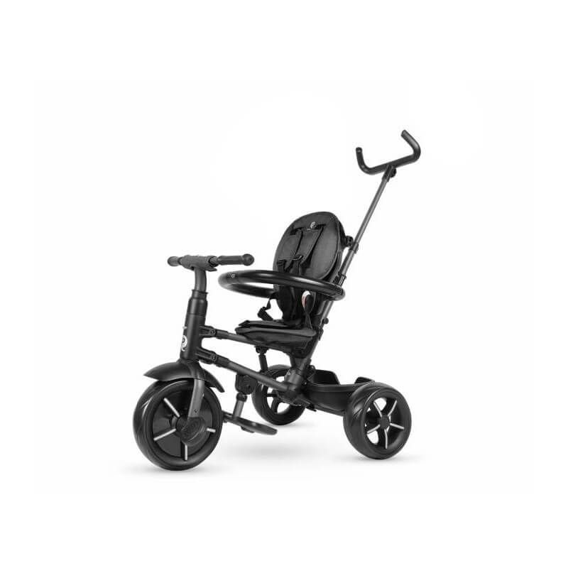 Triciclo a Spinta Pieghevole per Bambini con Maniglione Direzionabile Qplay Rito Star Nero-2