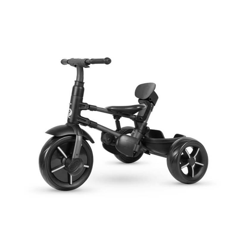 Triciclo a Spinta Pieghevole per Bambini con Maniglione Direzionabile Qplay Rito Star Nero-3