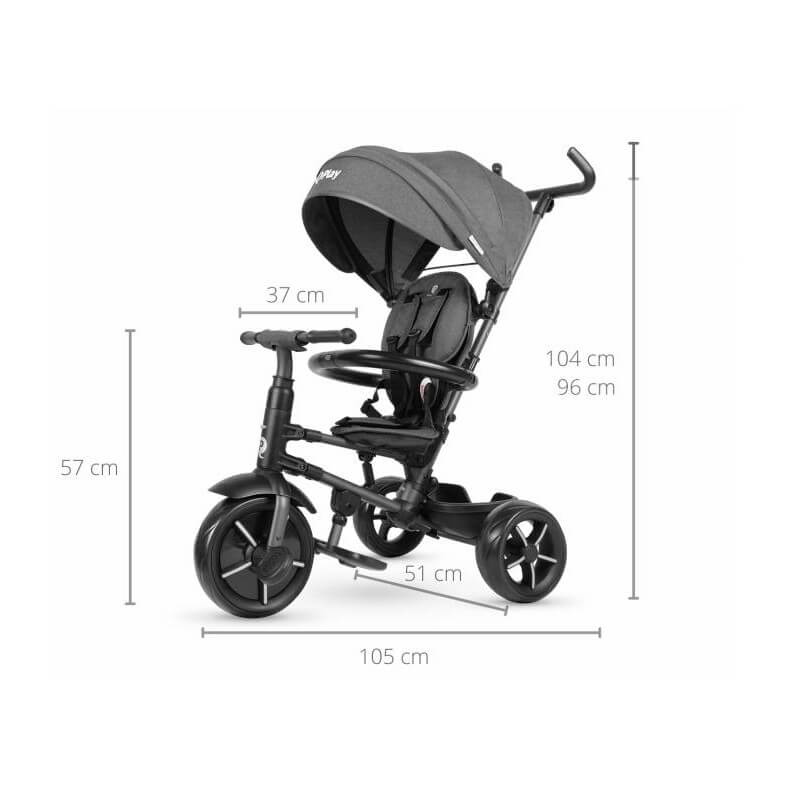 Triciclo a Spinta Pieghevole per Bambini con Maniglione Direzionabile Qplay Rito Star Nero-4
