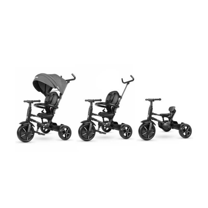 Triciclo a Spinta Pieghevole per Bambini con Maniglione Direzionabile Qplay Rito Star Nero-6