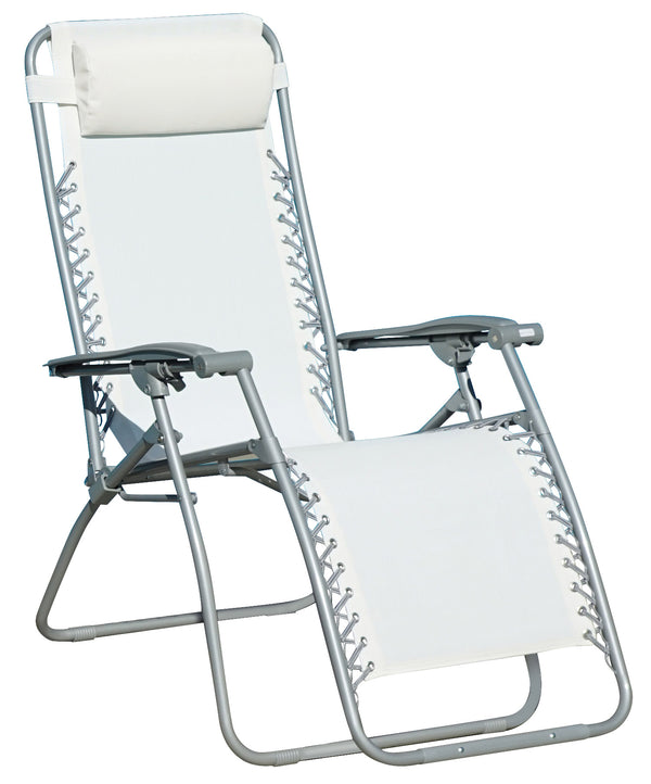 sconto Chaise longue pliante inclinable Zero Gravity en fer et textilène Versilia Ecru