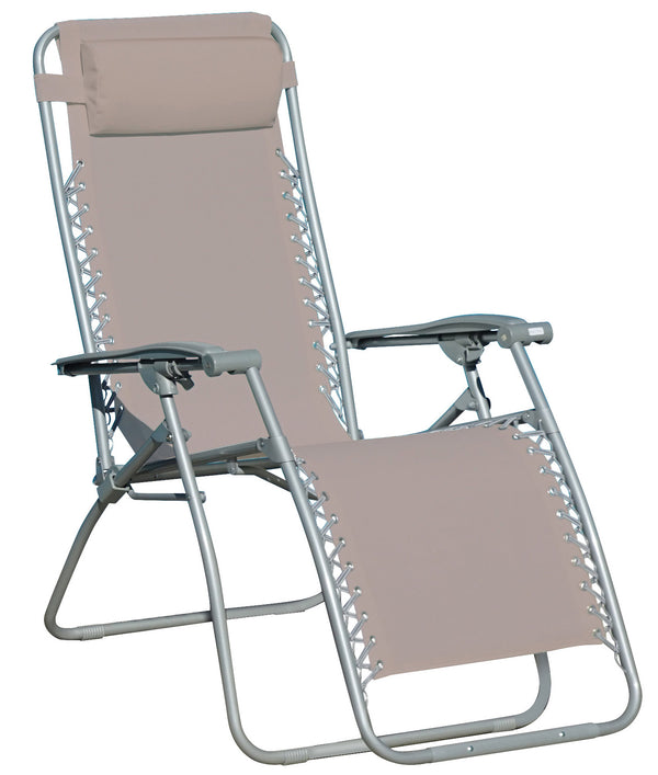 Chaise pliante inclinable Zero Gravity en fer et textilène Versilia Tortora sconto