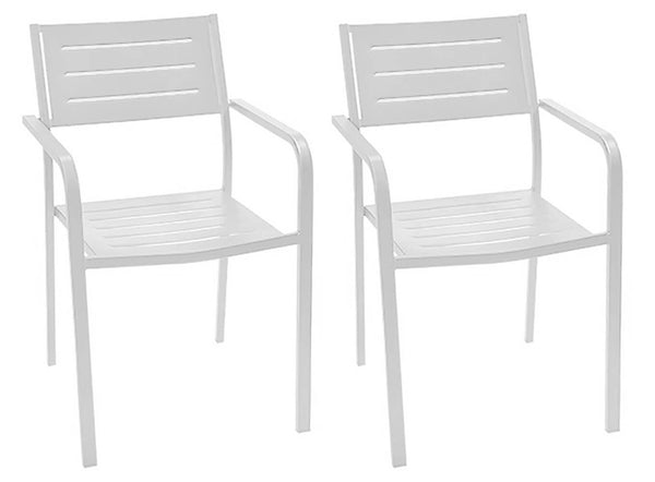 Lot de 2 Chaises de Jardin 54x58x84 cm en Acier avec Accoudoirs Blancs RD Italia Dorio online